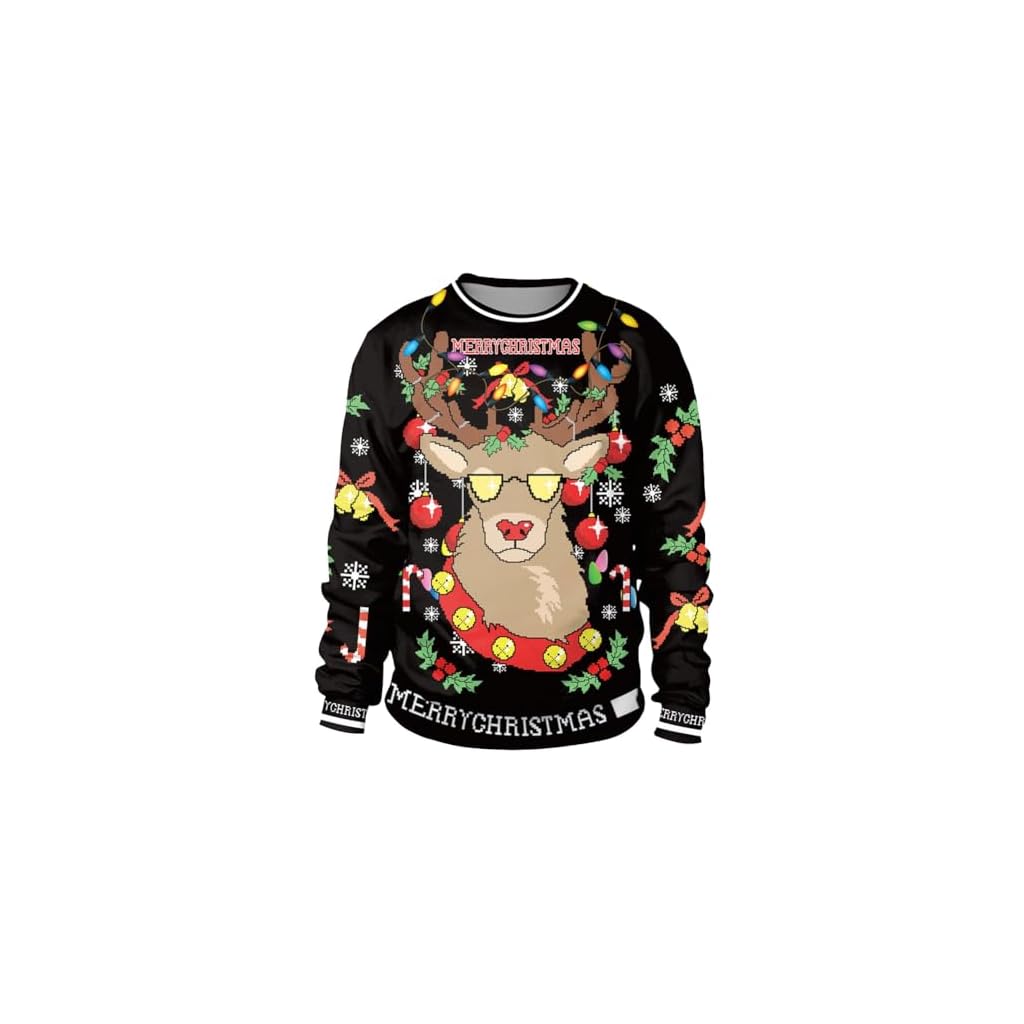yolsun Men Ugly Christmas Sweatshirt Unisex's Crewneck Novelty Casual Ugly Party Accessory for Xmas Party Celebration
