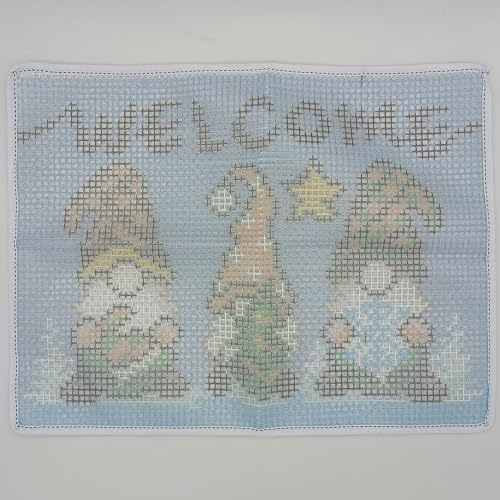 Image of Howie's Latch Hook Kits for Adults, DIY Three Gnomes Crochet Yarn Latch Hook Rug Kit for Adults, Color Preprinted Pattern Embroidery Decoration(Three Gnomes, 19.69 x 14.96 inch)