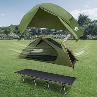 Night Cat 1 Man Tent Waterproof: Elevated Tent with Camp Bed for Hiking Travelling in Desert Grass Muddy Ground