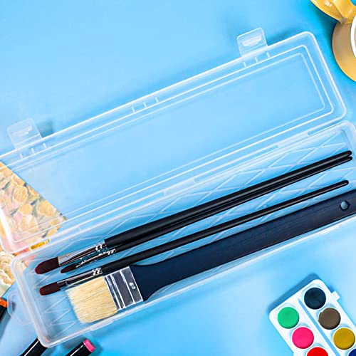 3Pcs Paint Brush Holder For Long Paintbrushes, Paint Brushes Storage Box Watercolor Pen Container Drawing Tools, Clear #TOP4