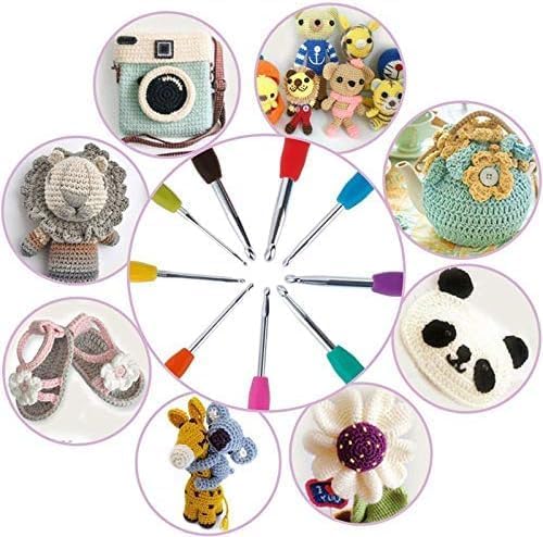 Image of VERAT 8 Pcs Crochet Set /Crochet Needles /Crochet Hook /Hook Set /Ergonomic Knitting Knit Needles /Crochet Yarn /Ultimate Sewing /Craft /Sweater /Yarn /Thread /Needles Kit Knitting(Multicolour)
