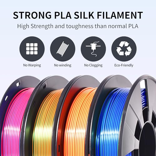 Image of RAMBERY Silk Dual Color PLA Filament 1.75mm, Multi-Color, 4 Spools | + /- 0.02mm Tolerance, 200g per Spool, Red /Blue, Gold /Red, Blue /Green, Gold /Green