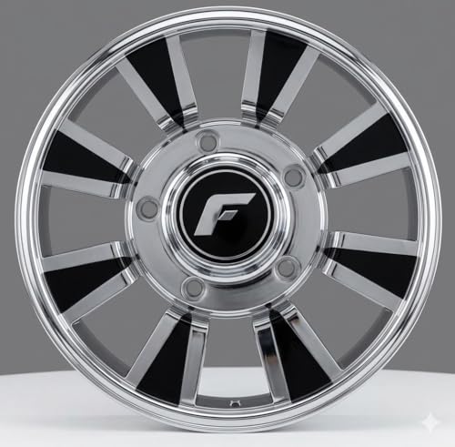 Image of Luxury 15-Inch Hubcaps Compatible for Bolero | Unique Spiral Blade Design | Weather-Resistant Alloy Look Wheel Caps | Steel Wheel Cover | Black /Silver MS Material (Chrome Metal Wheel 15 inch Inch)