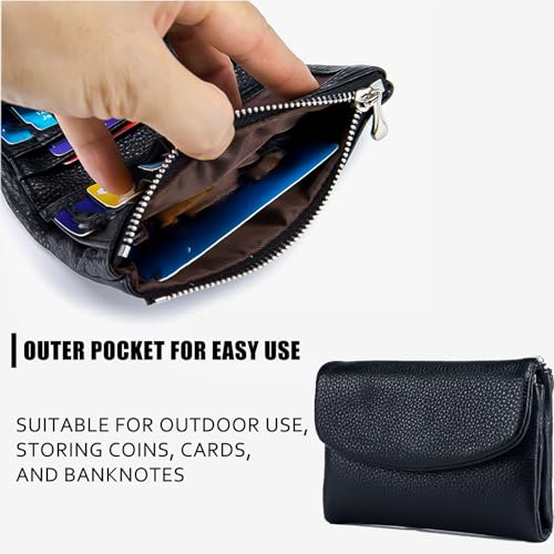 Unisex Pebble Leather Wallet – Compact Purse With Card Slots, Full-Grain Leather, Genuine Leather Small Wallets For Women (Dark Blue)3