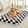 RRPETHOME Dog Bed Large Sized Dog Bed Waterproof Dog Bed for MediumLarge Extra Large Size Dogs Dog Crate Furniture with Non Slip Bottom Checkered Dog Bed with Washable Cover BlackWhite
