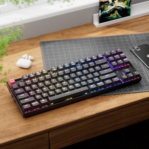 Image of Keychron K8 QMK TKL Wireless Mechanical Keyboard with Hot-swappable Super Banana Switch, Bluetooth 5.2 /Wired, RGB Backlit Shine-Through PBT Keycaps for Mac /Windows /Linux (Version 2)