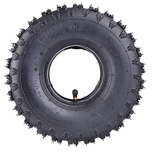 RUTU 2 Pack of 4.10-4 410-4 4.10/3.50-4 Inner Tubes + Tires for Garden Rototiller Snow Blower Mowers Hand Truck Wheelbarrow Go Cart Kid ATV