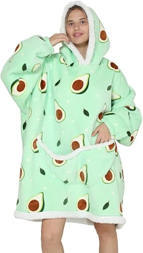 JULGIRL Manta de gran tamaño para mujeres y hombres, forro polar Sherpa gruesa y cálida con capucha con bolsillo gigante, súper acogedora, manta