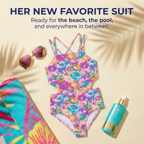 Image of Kanu Surf Girls' Beach Girl Sport Cut-Out One Piece Swimsuit