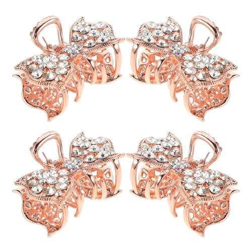 Hohopeti Juego de 4 Pinzas Cabello Lazo Mediano Diseño Cristal Gemas de Imitación Color Blanco Accesorio Ligero y Seguro para Uso Diario y Ocasiones Obsequios