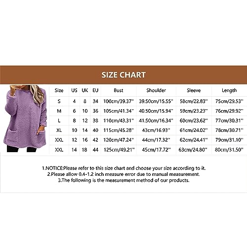 Generisch Fleece Pullover Für Damen Pullover Winter Sweatshirt Herbst Pulli Elegant Teddy Fleecepullover Oberteile Warme Kuschel Winterpullover Oversized Warme Winter Damen