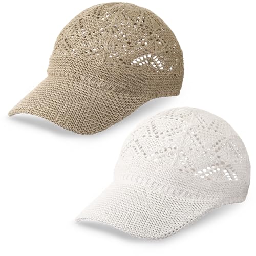 Image of Hercicy 2 Pcs Baseball Cap for Women Knit Mesh Trucker Hats Summer Breathable Outdoor Ballcap