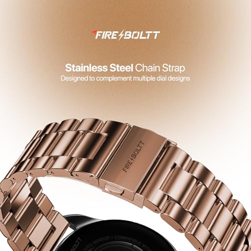 Image of Fire-Boltt 22mm Rose Gold Chain Replacement Strap for Smartwatch | Premium Stainless Steel Bracelet Style Watch Band | Durable Stylish Wrist Strap Compatible Smart Watches