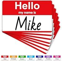 200 Stück Hello My Name is - 89mm x 57mm Rot Namensschilder Aufkleber, Selbstklebende Namensschilder, Namensaufkleber für Büro, Meeting, Schule, Lehrer und Mailing