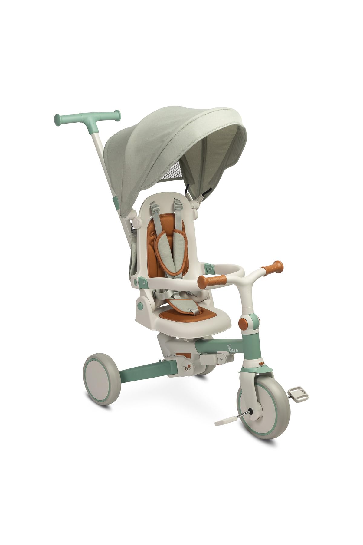 CARETERO Toyz Faro - Triciclo Evolutivo para Bebes, Draisienne Evolutiva, Bicicleta de Paseo - Triciclo Multifuncional con Cuadro Ajustable y Plegable - Verde Grafito