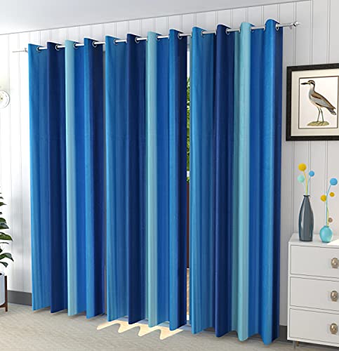 Image of HOME UTSAV 3 Piece Plain Shade Curtains for Window 5 Feet, Blue (Blue, 5 Feet (3Pc))