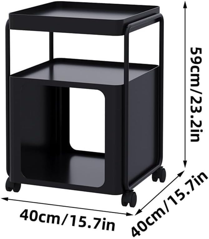 Nightstand with Open Storage and Wheels, Mobile Bedside Table for Living Room or Office, Ideal for Convenient Organization and Accessibility