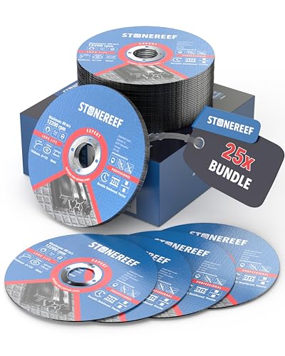 25 Piece Cutting Discs 125 x 1.0 x 22.23 mm INOX & Steel Extra Thin Double Reinforced for Angle Grinders & Metalworking