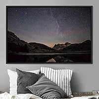 Framed Canvas Wall Art Starry Sky Aerial Astronomy & Space Dramatic Global Green Photography Realism Stars - 16x24 inches