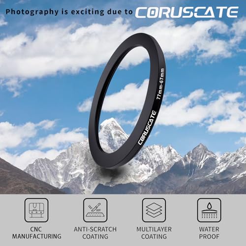Anillo adaptador de filtro para cámara 77 mm a 67 mm, anillos metálicos adaptadores compatibles con todas las lentes de 77 mm y accesorios de cámara de rosca 67 mm + 1 paño de limpieza para lentes miniatura 2