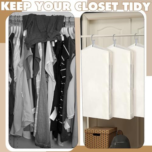 Aliceset 3 Pack Pure Cotton Garment Storage Bag for Hanging Clothes 24 x 40 Inch Breathable Garment Cover Canvas Suit Bags for Closet Storage Short Dresses Suits Gowns4