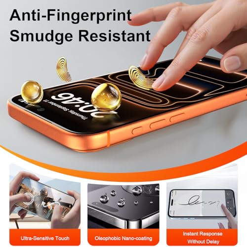 Image of OneFish for iPhone 17 Pro Max Screen Protector 6.9 inch HD Clear Tempered Glass Full Coverage, 9H Hardness Scratch Resistant, Easy Installation, 2 Pack