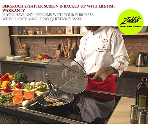 Grease Splatter Screen for Frying Pan 9.5" - Stops 99% of Hot Oil Splash - Protects Skin from Burns - Splatter Guard for Cooking - Iron Skillet Lid Keeps Kitchen Clean - Stainless Steel - Thumbnail 6