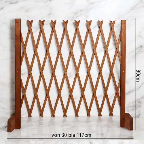 Treppenschutzgitter für Hunde - Absperrgitter - Türschutzgitter - Hundeschutzgitter - Hundebarrieren - verstellbar Trennwand - ohne Bohren - 30-117cm breit - aus Holz