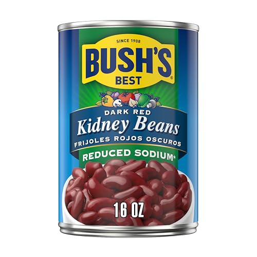 Bush's Best Dark Red Kidney Beans With Reduced Sodium, Source Of Plant Based Protein And Fiber, Low Fat, Gluten Free, 16 Oz