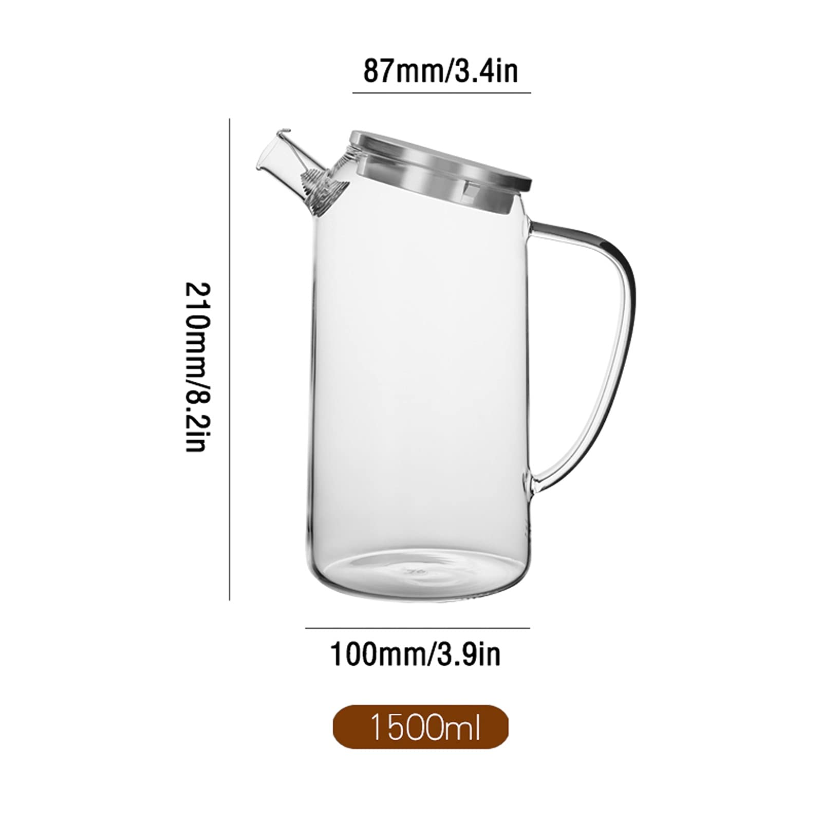 Jarra Agua Fria Jarra de vidrio para el hogar con cubierta de acero inoxidable Estilo japonés CAPACIDAD GRANDE CAPA FRÍA CARAFE PARA JUGO, LECHE, BEBIDAS CALIENTES Y FRÍAS Jarra Agua Detox Frutas