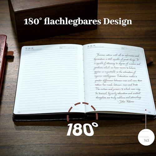 CAGIE Notizbuch A5 Leder Tagebuch für Erwachsene Vintage Lederheft Notizbuch Liniert mit Kreuz, Hardcover 320 Seiten Dickes Notizblock Tagebuch für Jungs, Dunkelbraun