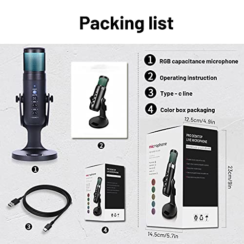RGB-USB-Kondensatormikrofon, einstellbares USB-Mikrofon für PC, PS5, Mac usw, Anti-Vibrations-Kondensatormikrofon mit… – Bild 8