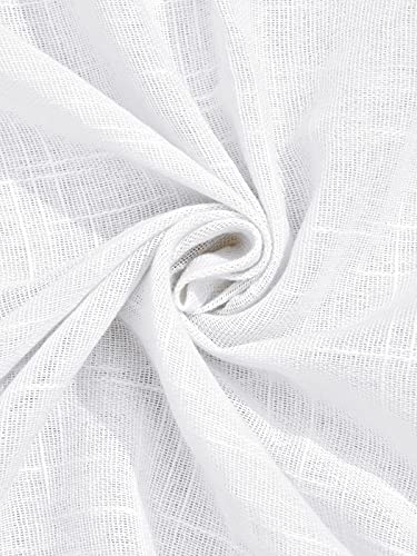 Image of Cotton Linen Solid Curtain with Eyelet Rings,Window Curtains for Pooja Room /Living Room /Dining Hall /Hotel /Bedroom /Kid Room /Kitchen (5 Feet, White) Set of 2