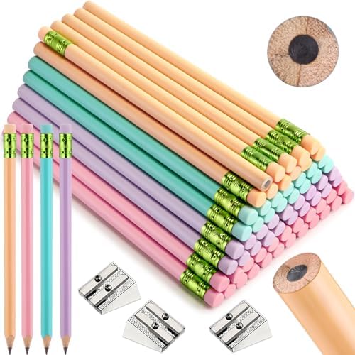 Fainne 102 Pcs Bulk Jumbo Pencils and Sharpeners Set