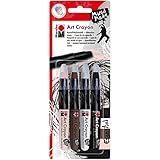Marabu 1409000-203 Creative Art Crayon Set 4/Pkg-Essentials-Flesh, Cocoa, White & Black
