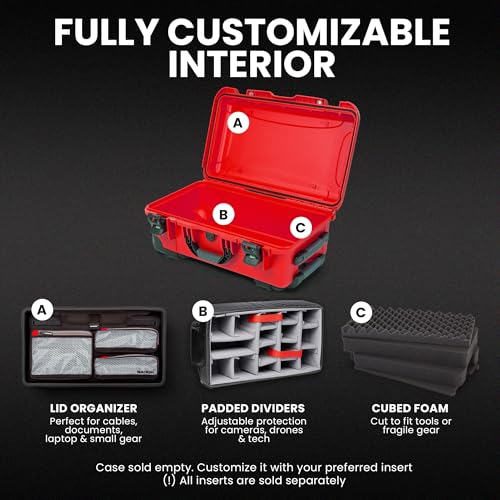 Maleta rígida NANUK 935 con ruedas y impermeable roja miniatura 3