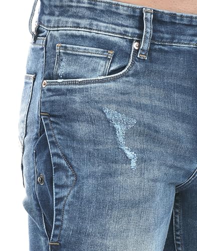 Image of Numero Uno Men Solid Blue Denim Skinny Fit Jeans