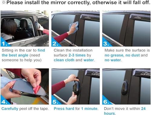 Image of Automaze 3R Car SUV Side View Mirror Wide Angle Blind Spot Mirror Auto Exterior Rearview Mirrors With Convex Clean Surface Stick on B-Pillar for Rear Seat Passengers Set of 2
