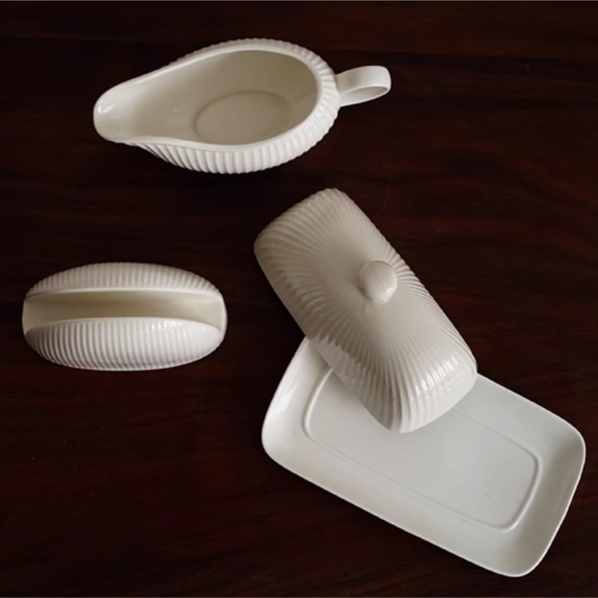 Salsiera in ceramica nordica per condimenti per insalata e sugo – Elegante set da tavola per tè pomeridiano, secchiello per succhi per cucina e ristorante, design classico e semplice