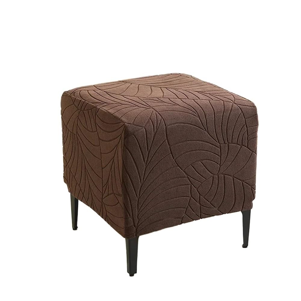KUYCCSTRESI Square Jacquard Stool Cover Anti Slip Detachable Footstool Cover(Dark brown)