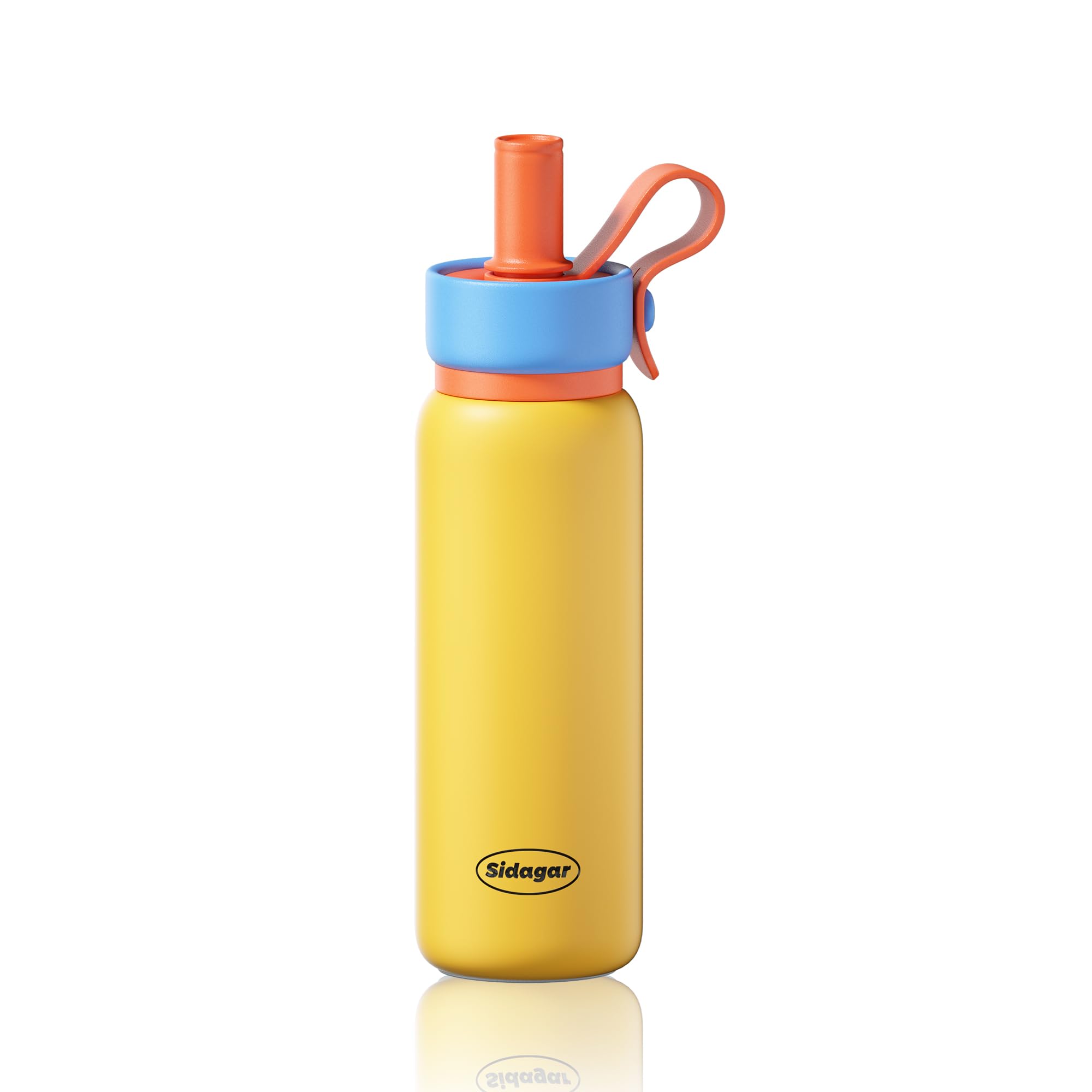 Sidagar 24 oz Insulated Tumbler witn Lid and Straw, Stainless Steel Reusable Leak Proof Travel Portable Water Bottle for Hot and Cold, Yellow