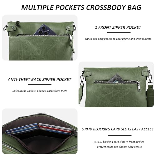 Image of TANTOMI Crossbody Bags for Women, PU Leather Hobo Purse Shoulder Handbags | Adjustable Wide Strap, Multi Pockets, Roomy, Lightweight, Versatile for Everyday or Travel
