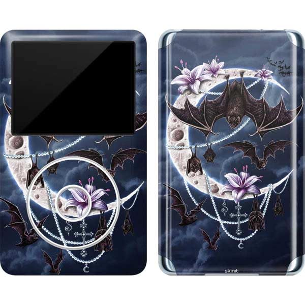 Skinit Decal MP3 Player Skin Compatible with iPod Classic (6th Gen) 80GB - Originally Designed Gothic Moon with Bats and Flowers by Sarah Richter Design