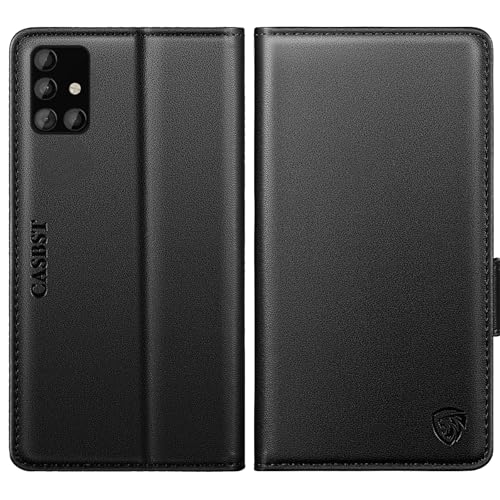 CASBST for Samsung Galaxy A51 Case Kickstand Flip Leather Wallet Book Case with Card Slots Shockproof Magnetic Closure Protective Phone Case Cover Compatible with Samsung A51 - Black
