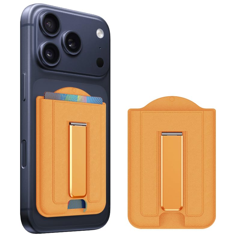 for MagSafe Wallet with Stand, Magnetic Phone Wallet [4-Card Holder][RFID Blocking], CellPhone Credit Card Holder for iPhone 17/16/15/14/13/12-Orange-image-25