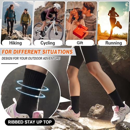 Image of Sandsuced 5 Pack Merino Wool Boot Hiking Socks for Women Warm Winter Thick Thermal Cozy Work Soft Ladies Socks