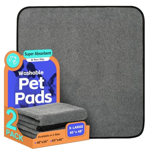 Washable Pee Pads for Dogs 2 Pack Reusable Puppy Pads Waterproof Pet Training Pads, Non-Slip Dog Mats Fast Absorbent Whelping Pads for Playpen, Potty, Crate, Bed, 48