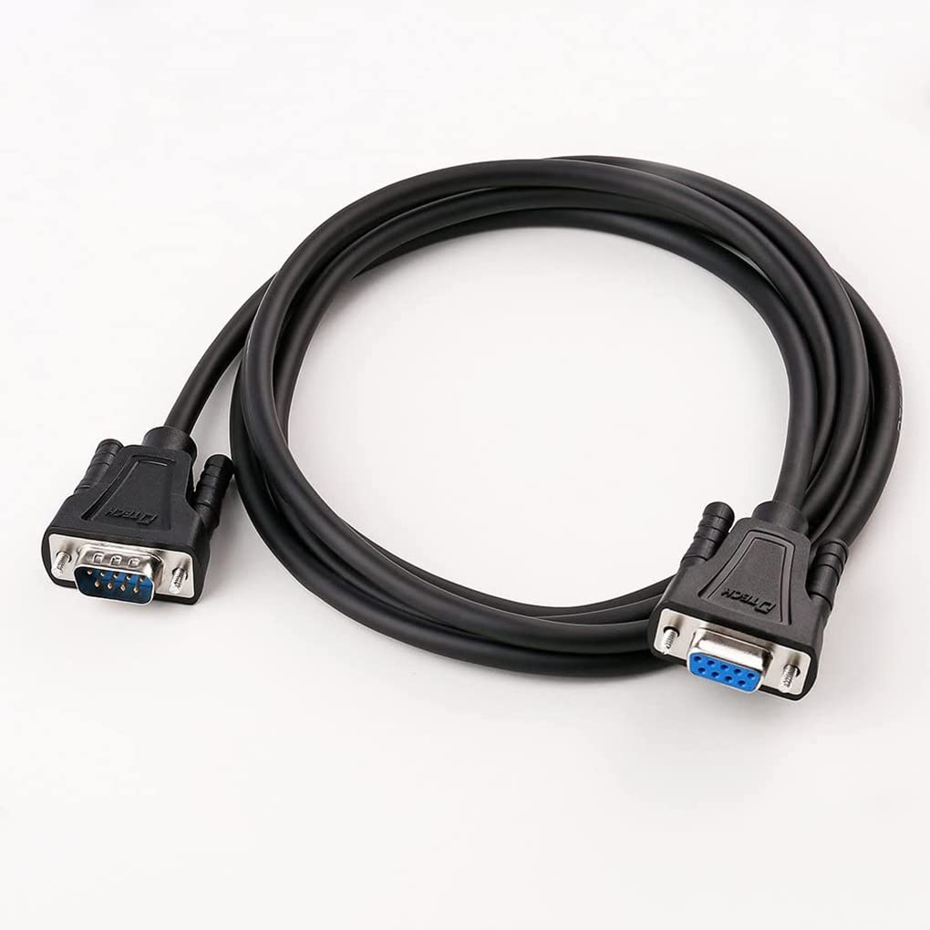 DTECH DB9 RS232 Cable serie macho a hembra módem nulo cable Full Handshaking 7Wire Crossover para comunicación de datos (1,5 m, negro)