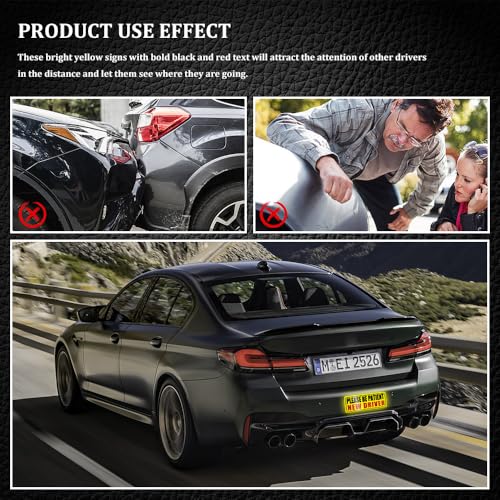 Image of 3PCS New Drive Magnet for Car, Magnet Car Sticker, Magnetic New Driver Vehicle Reflective Sign, Reusable Movable Rookie Driver Reflective Magnets Stickers Universal Fit Car Bumper (Style 2)