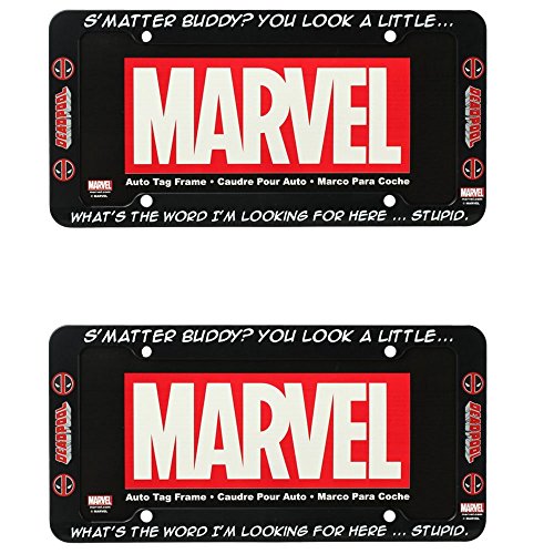 Deadpool Logo Marvel Comics Auto Car Truck SUV Vehicle Universal-fit License Plate Frame - Plastic - Pair
